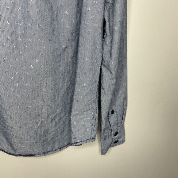 PRANA Shirt Mens Small Blue Reinhold Button Down Organic Cotton Blend Stripe Dot - Picture 11 of 14